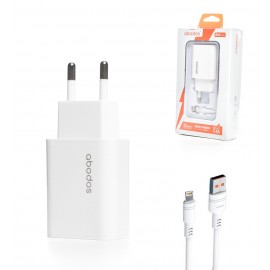 شارژر تک پورت + کابل لایتنینگ ابودوس (abodos) مدل AS-CS26KIT