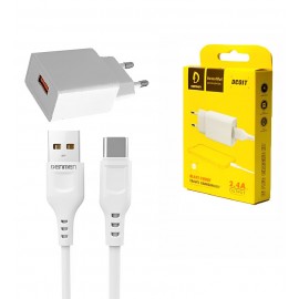 شارژر دیواری تک پورت + کابل تایپ سی Denmen مدل DC01T