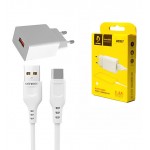 شارژر دیواری تک پورت + کابل تایپ سی Denmen مدل DC01T