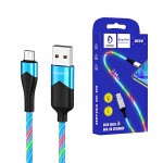 کابل اندروید Denmen نور رنگی دار طول 1 متر مدل D25V