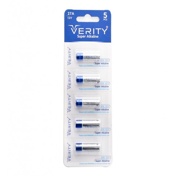 باتری ریموت کنترل وریتی (VERITY) مدل Super Alkaline A27 12V (کارتی 5 تایی)