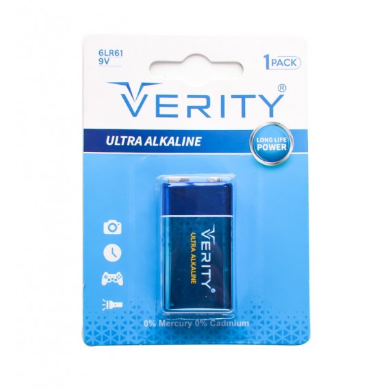 باتری کتابی وریتی (VERITY) مدل 6LR61 9V Ultra Alkaline