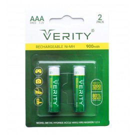 باتری نیم قلمی شارژی وریتی (VERITY) مدل HR03 1.2V 900mAh (کارتی 2 تایی)