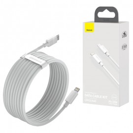کابل (Type-C To Lightning) طول 1.5 متر بیسوس (BaseUS) مدل TZCATLZJ-02 (بسته 2 عددی)