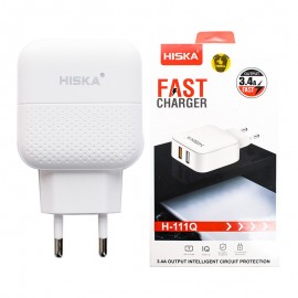 شارژر دیواری 2 پورت + کابل میکرو 1 متر هیسکا (HISKA) مدل H-111Q