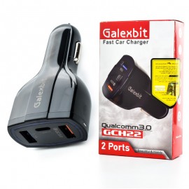 شارژر فندکی سه پورت + کابل تایپ سی گلکس بیت (GALEXBIT) مدل GCH22