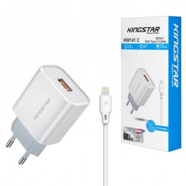 شارژر تک پورت + کابل آیفون کینگ استار (KINGSTAR) مدل KW141 i