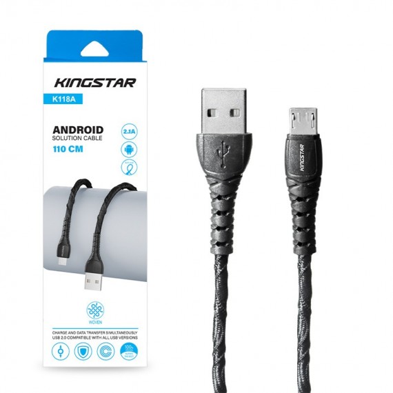 کابل اندروید (MicroUSB) کینگ استار (KINGSTAR) طول 1.1 متر مدل K118A