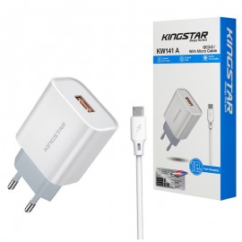 شارژر تک پورت + کابل اندروید کینگ استار (KINGSTAR) مدل KW141 A
