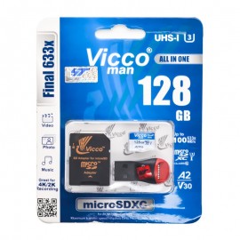رم موبایل ویکومن (Vicco man) مدل 128GB Micro SD 633X 100MB/S رم ریدر + خشاب دار