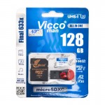 رم موبایل ویکومن (Vicco man) مدل 128GB Micro SD 633X 100MB/S رم ریدر + خشاب دار