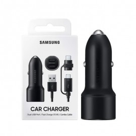 شارژر فندکی 2 پورت سامسونگ (Samsung) + کابل تایپ سی مدل EP-L1100WBEGWW