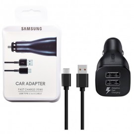 شارژر فندکی 2 پورت سامسونگ (Samsung) + کابل تایپ سی مدل EP-LN920BBEGWW