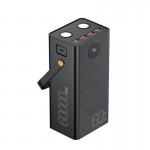 پاوربانک چراغ قوه دار هیسکا (HISKA) مدل QI-600PD ظرفیت 60000mAh