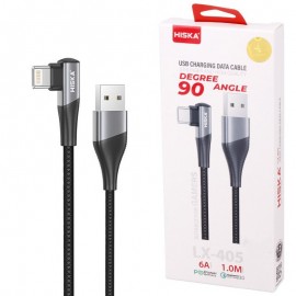 کابل آیفون (Lightning) سری 90 درجه هیسکا (HISKA) طول 1 متر مدل LX-405