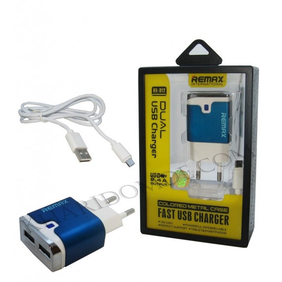 شارژر USB دو پورت Remax مدل RX-D12 آبی