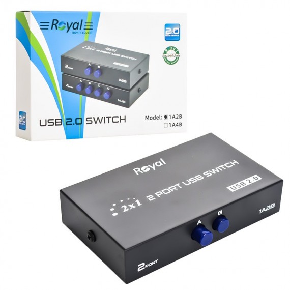 USB سوئیچ دستی 2 پورت رویال (Royal) مدل 1A2B