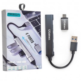هاب 4 پورت USB 3.0 و تبدیل تایپ سی ترکا (TREQA) مدل USB-3