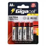 باتری قلمی GigaCell مدل Ultra Heavy Duty R6 AA (کارتی 4 تایی)