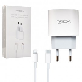 شارژر دیواری 20 وات + کابل (Type-C to Lightning) ترکا (TREQA) مدل CH-9025