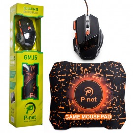 موس گیم سیم دار + پد موس پی نت (P-net) مدل GM.15