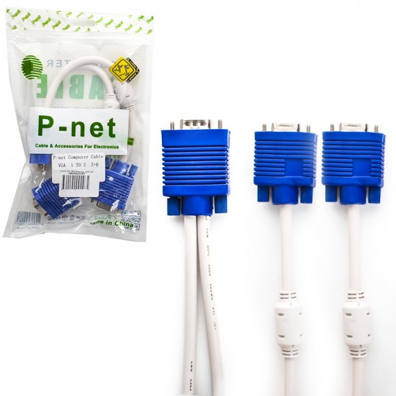 کابل 1 به 2 Vga پي نت (P-net) طول 30 سانتی متر