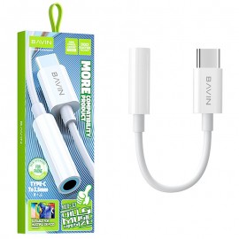 کابل تبدیل تایپ سی به جک 3.5 میلی متر ( Type-C to Aux) باوین (BAVIN) مدل AUX-33