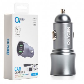شارژر فندکی 2 پورت + کابل تایپ سی اکسیژن (OXYGEN) مدل AC-10