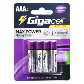 باتری نیم قلمی گیگاسل (Gigacell) مدل MAX POWER R03 AAA4 (کارتی 4 تایی)