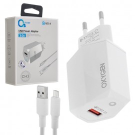 شارژر دیواری 18 وات + کابل تایپ سی اکسیژن (OXYGEN) مدل CH3