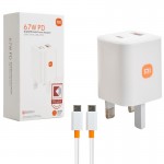 فست شارژر دو پورت + کابل تایپ سی شیائومی (Xiaomi) 67W مدل MDY-K50-EF