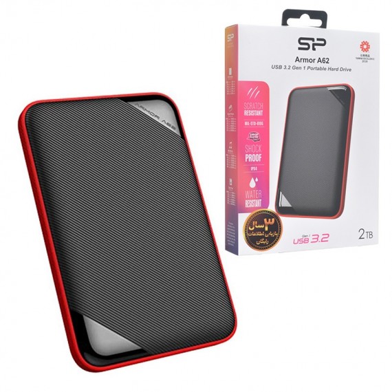 هارد HDD اکسترنال سیلیکون پاور (Silicon Power) مدل Armor A62 ظرفیت 2TB