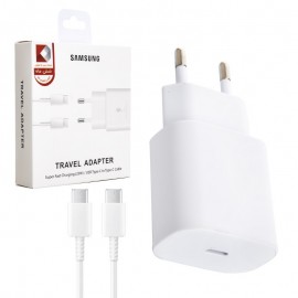 فست شارژر تک پورت + کابل PD سامسونگ (Samsung) 25W
 رنگ-سفید