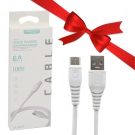 بسته 1+10 کابل تایپ سی (Type-C) 6 آمپر ترکا (TREQA) طول 1 متر 30w مدل CA-8643 (یک عدد هدیه)