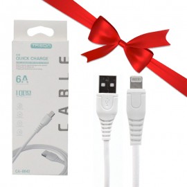 بسته 1+10 کابل آیفون طول 1 متر 6 آمپر ترکا (TREQA) 30w مدل CA-8642 (یک عدد هدیه)