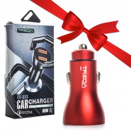 بسته 1+10 عددی شارژر فندکی 2 پورت ترکا (TREQA) 85W مدل CC-323 (یک عدد رایگان)