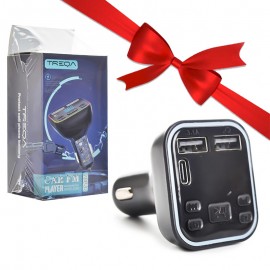 بسته 1+10 FM پلیر بلوتوث فلش خور + شارژر فندکی 20W سه پورت ترکا (TREQA) مدل MP3-1 (یک عدد هدیه)