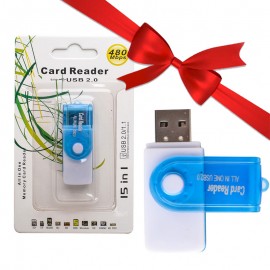بسته 1+10 رم ریدر USB2.0 همه کاره 15in1 (یک عدد هدیه)