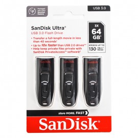 فلش سن دیسک (SanDisk) مدل 64GB USB3.0 Ultra cz48 (بسته 3 عددی)