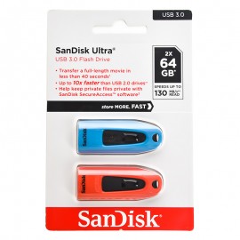فلش سن دیسک (SanDisk) مدل 64GB USB3.0 Ultra cz48 (بسته 2 عددی)