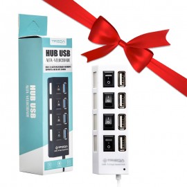 بسته 1+10 هاب 4 پورت ترکا (TREQA) مدل USB-4 (یک عدد هدیه)