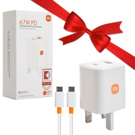 بسته 1+10 فست شارژر دو پورت و کابل تایپ سی شیائومی (Xiaomi) 67W مدل MDY-K50-EF  (یک عدد هدیه)