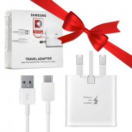 بسته 1+10 فست شارژر سه شاخه اروپایی + کابل تایپ سی سامسونگ (Samsung) 25W (یک عدد هدیه)