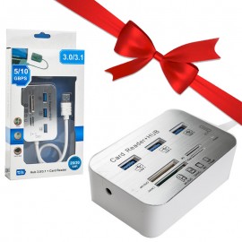 بسته 1+10 هاب 3 پورت USB 3.0 و رم ریدر چندکاره ( یک عدد هدیه)