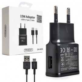 شارژر دیواری 15 وات + کابل تایپ سی (USB-A To Type-C) ترکا (TREQA) مدل CH-9034