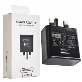 کلگی شارژر سه شاخه اروپایی ترکا (TREQA) 15W مدل CH-9042
 رنگ-مشکی