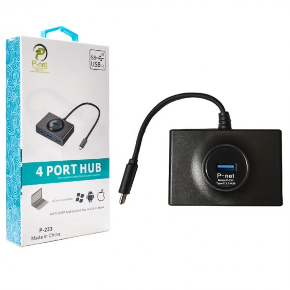 هاب 4 پورت USB 3.1 و رابط تایپ سی پی نت (P-net) مدل P-233