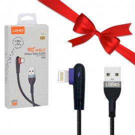 بسته 3+10 کابل آیفون (Lightning) طول 1 متر سری 90 درجه الدینیو (LDNIO) مدل LS561 (سه عدد هدیه)