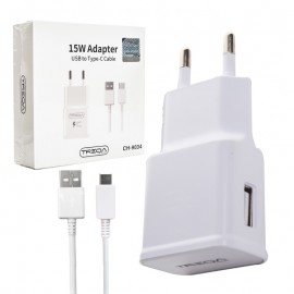 شارژر دیواری 15 وات + کابل تایپ سی (USB-A To Type-C) ترکا (TREQA) مدل CH-9034 رنگ-سفید
