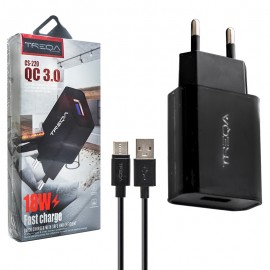 فست شارژر تک پورت ترکا (TREQA) 18W + کابل اندروید مدل CS-220
